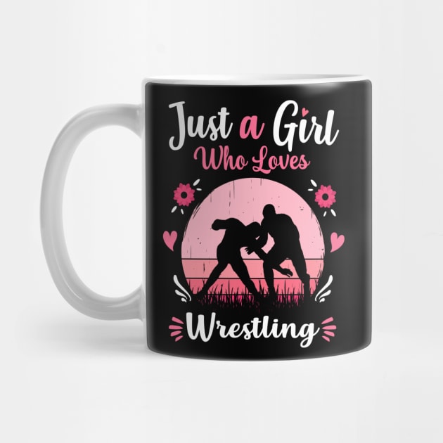 Just A Girl Who Loves Wrestling Pink Retro Vintage gift idea by Lyume